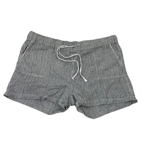 Caslon 100% Linen Pull-On Elastic Waist Stripe Shorts Pockets Nautical size XXL - Picture 1 of 6